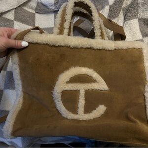 Telfar Brown Shearling Tote Bag